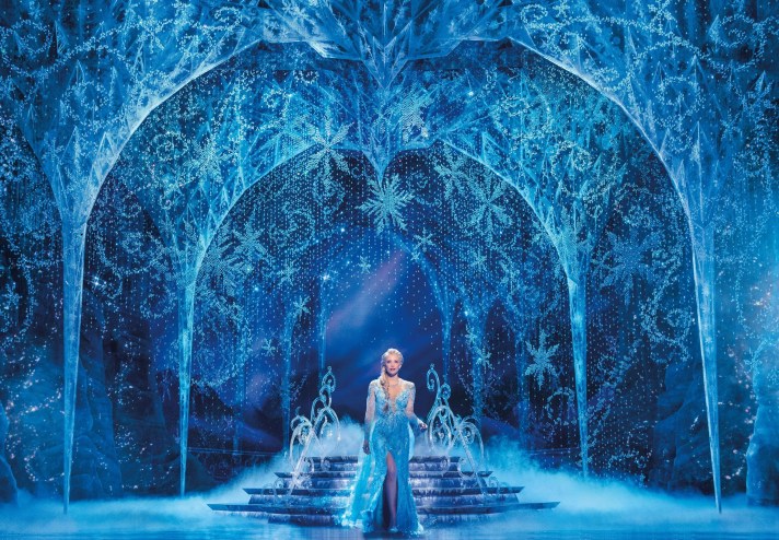 woman playing elsa in broadway production of frozen