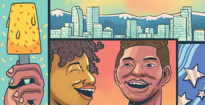 drawing of Juneteenth celebrations