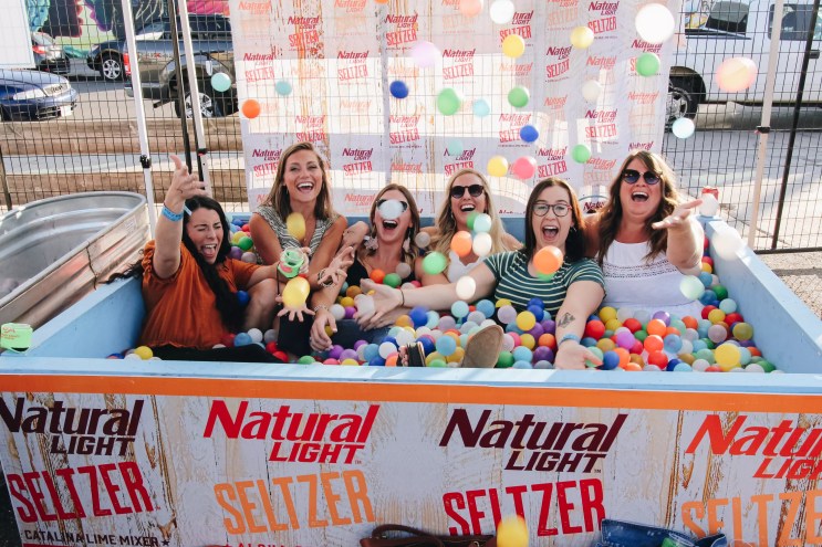 group of women on a ball pit