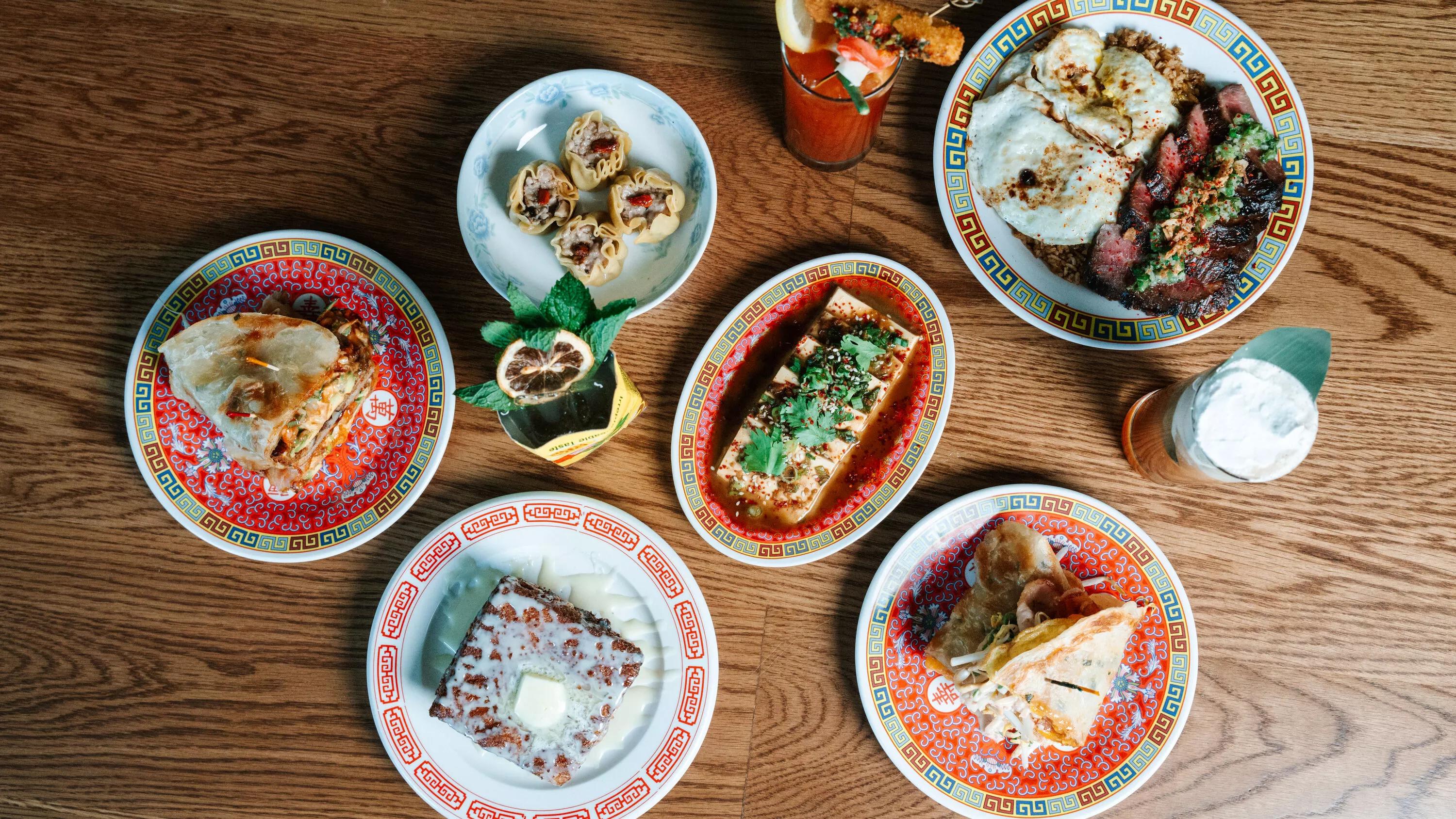 various dishes on plates