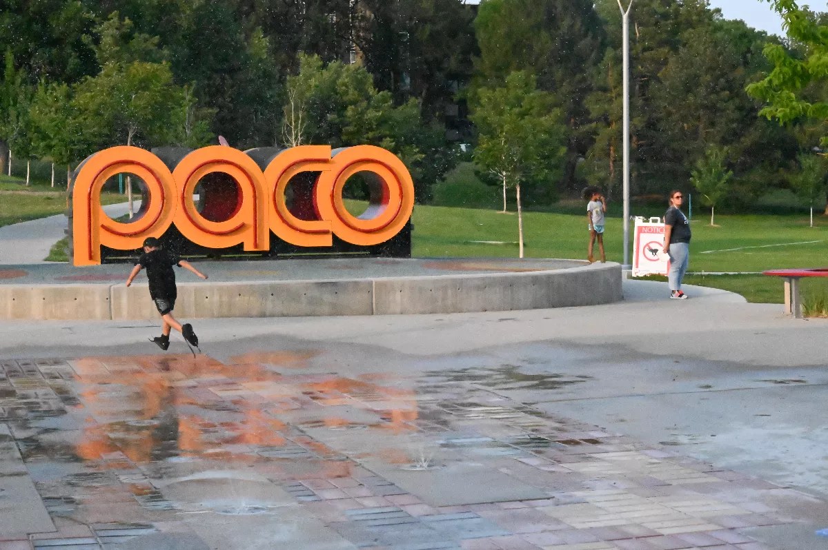 Kids play in a park.