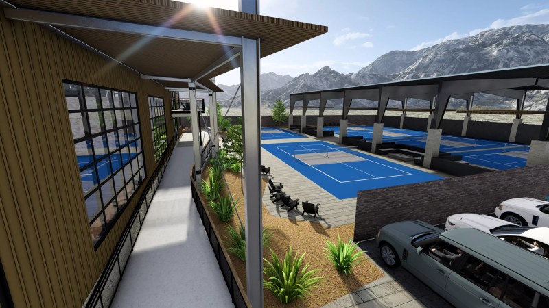 rendering of outdoor pickleball courts