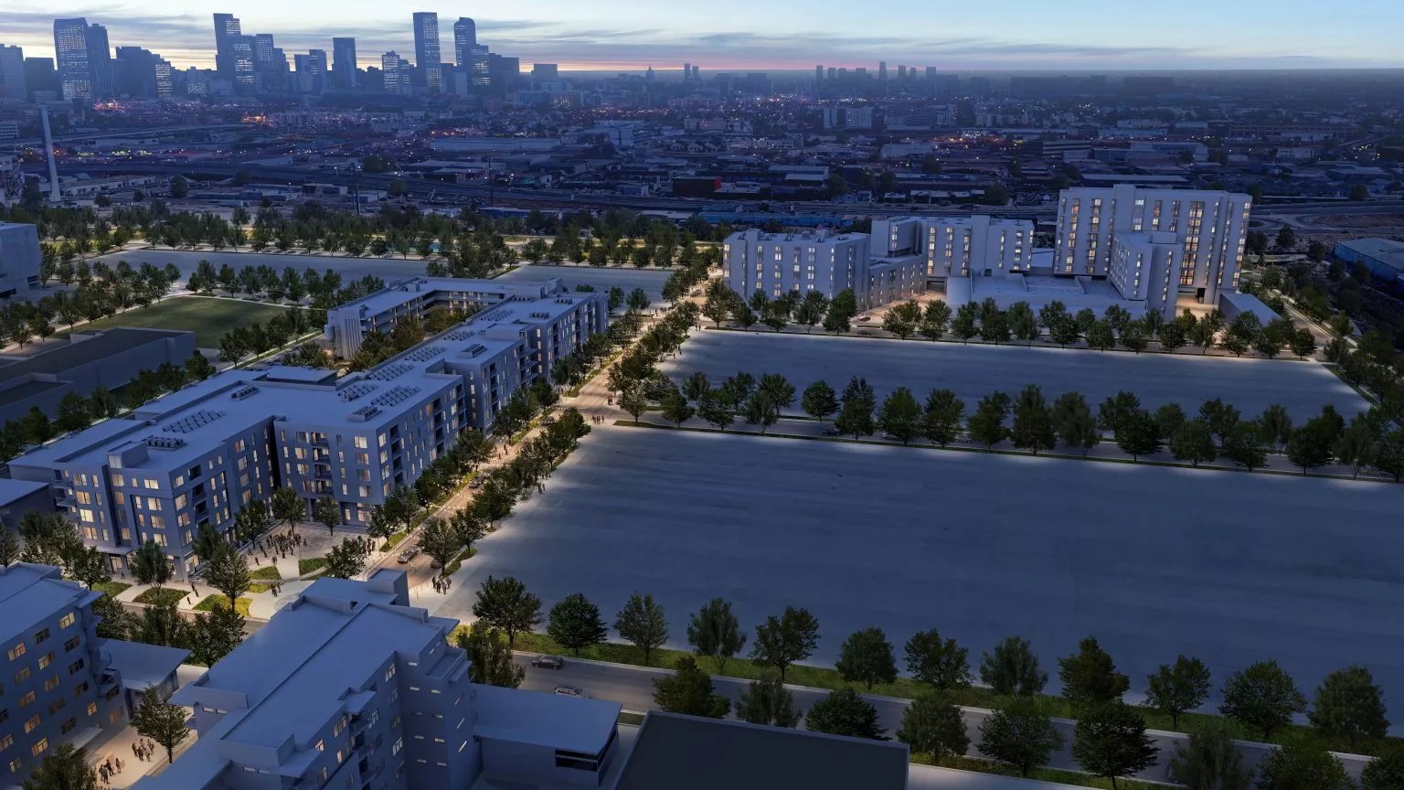 housing development with skyline in background