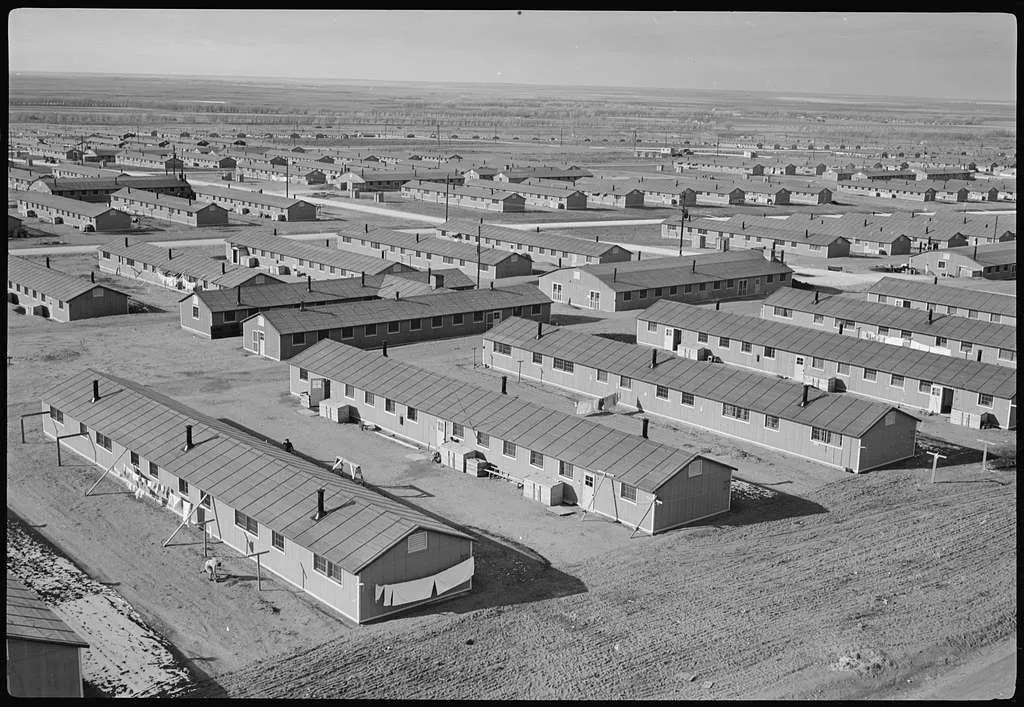 internment camp barracks on the plains of Colorado