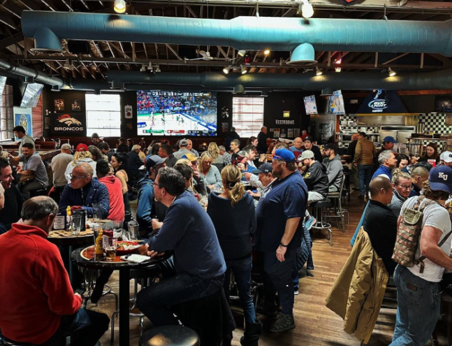 crowd in a sports bar
