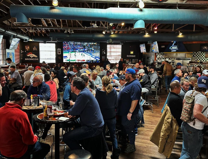 crowd in a sports bar