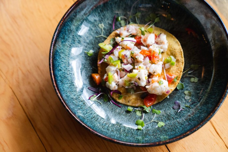 Shrimp ceviche tostada