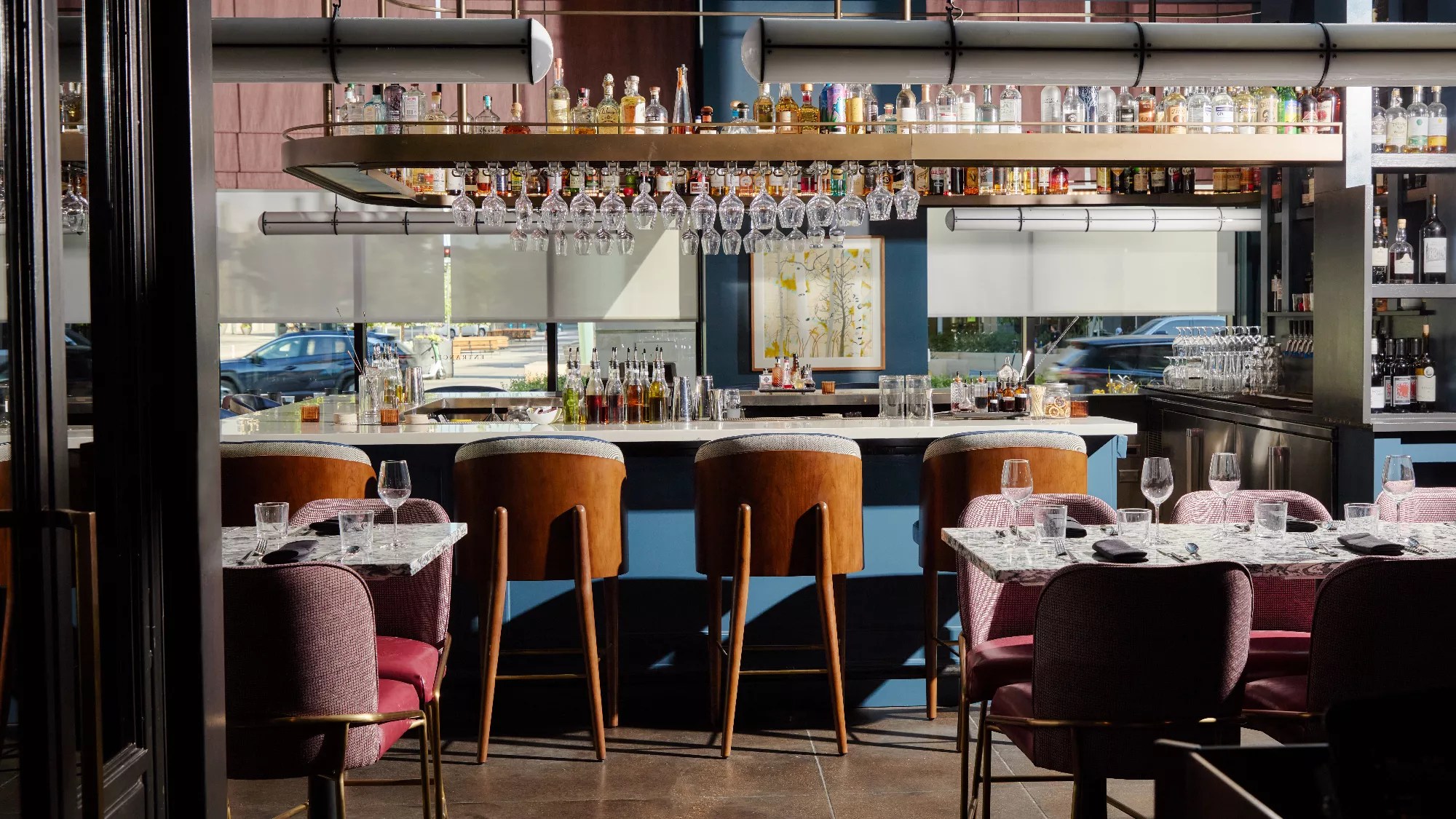 empty stools at a bar