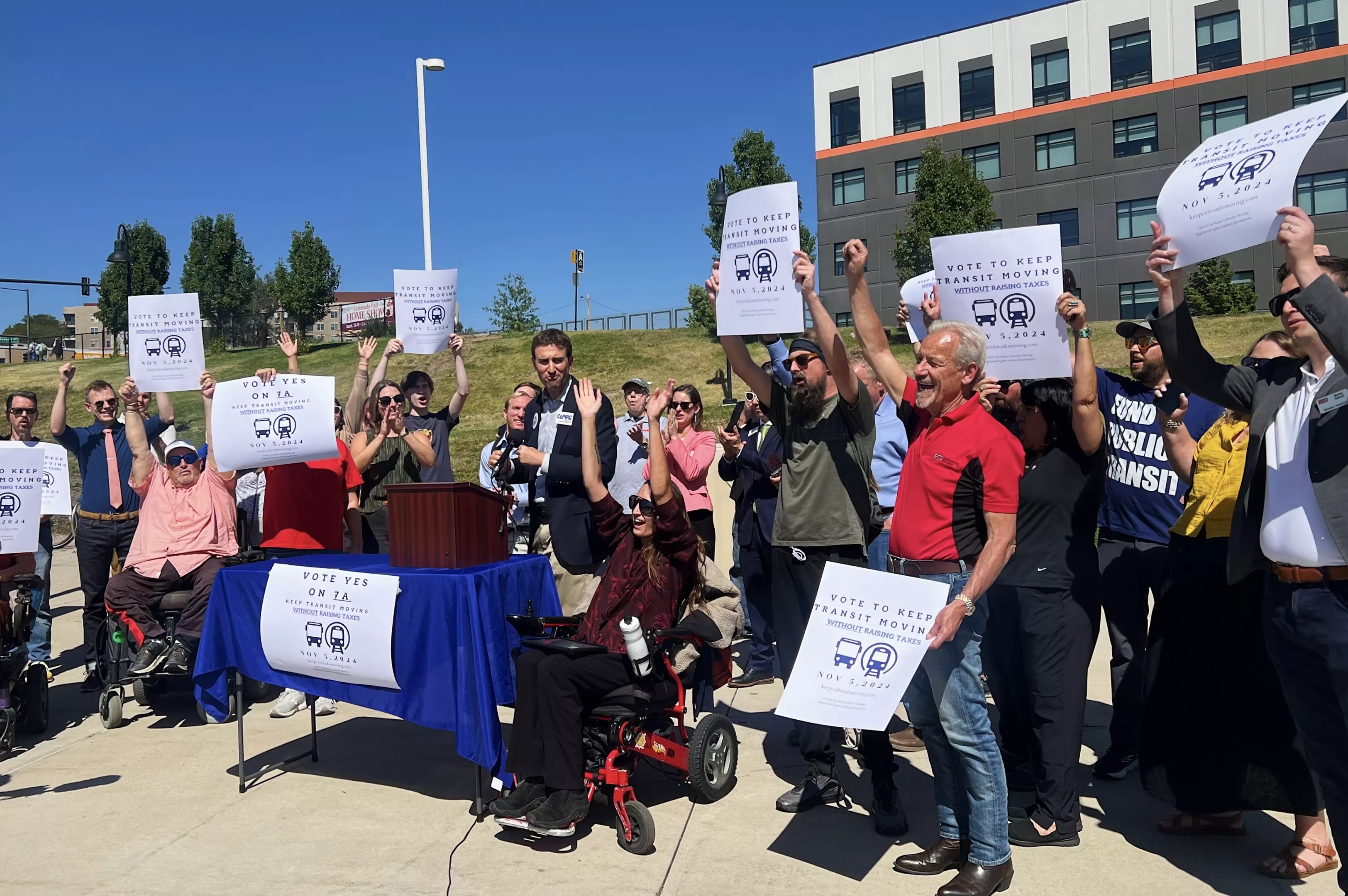 RTD ballot initiatives supporters gather with signs