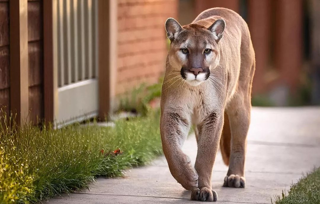 mountain lion on sidewalk