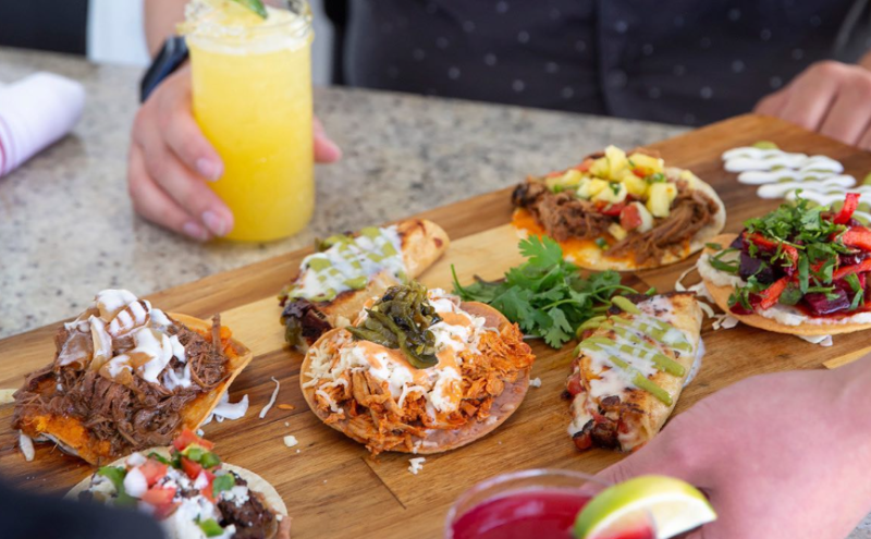 tacos on a wooden board