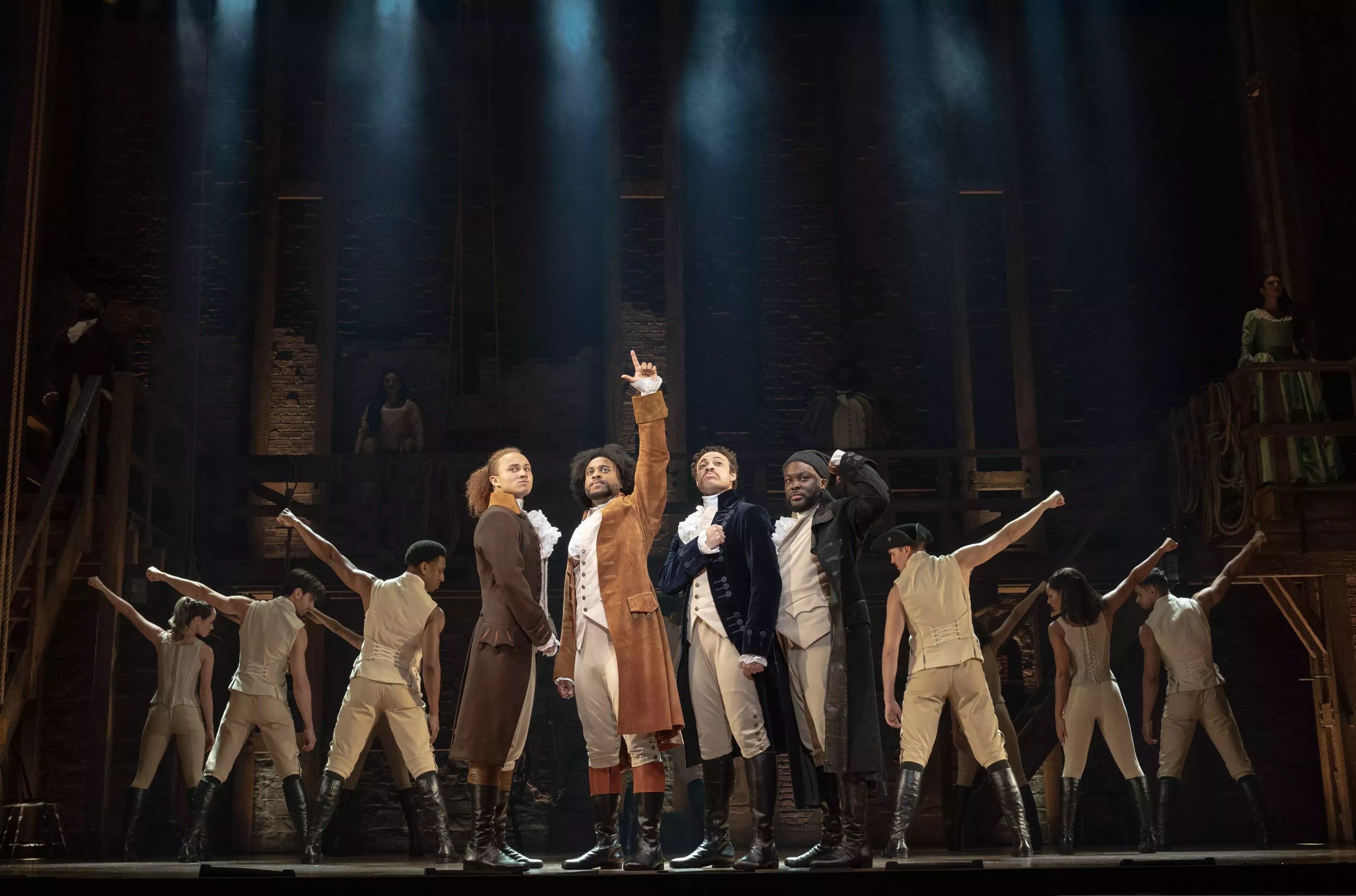 cast of Hamilton musical on stage