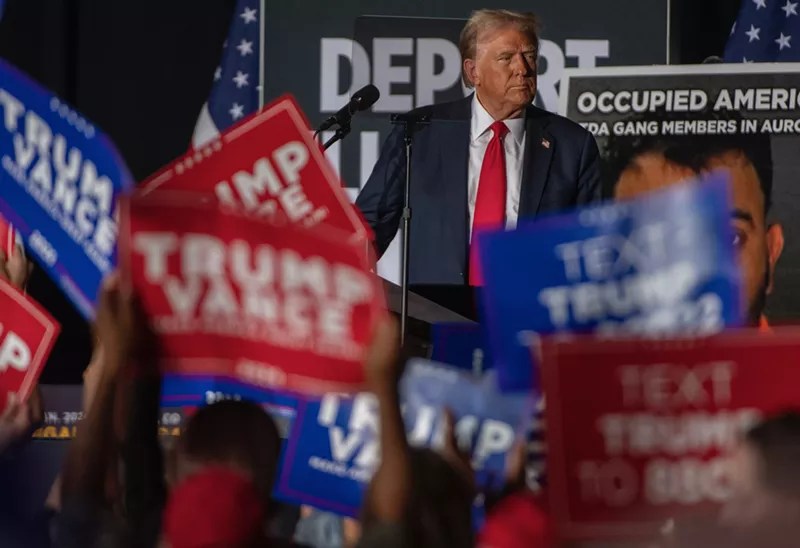 Trump on stage at rally