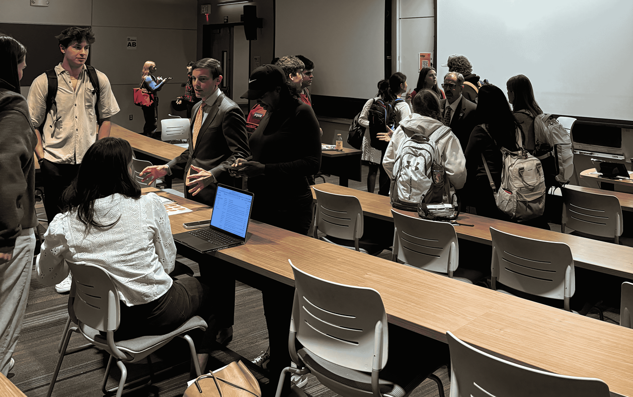 College students in a classroom