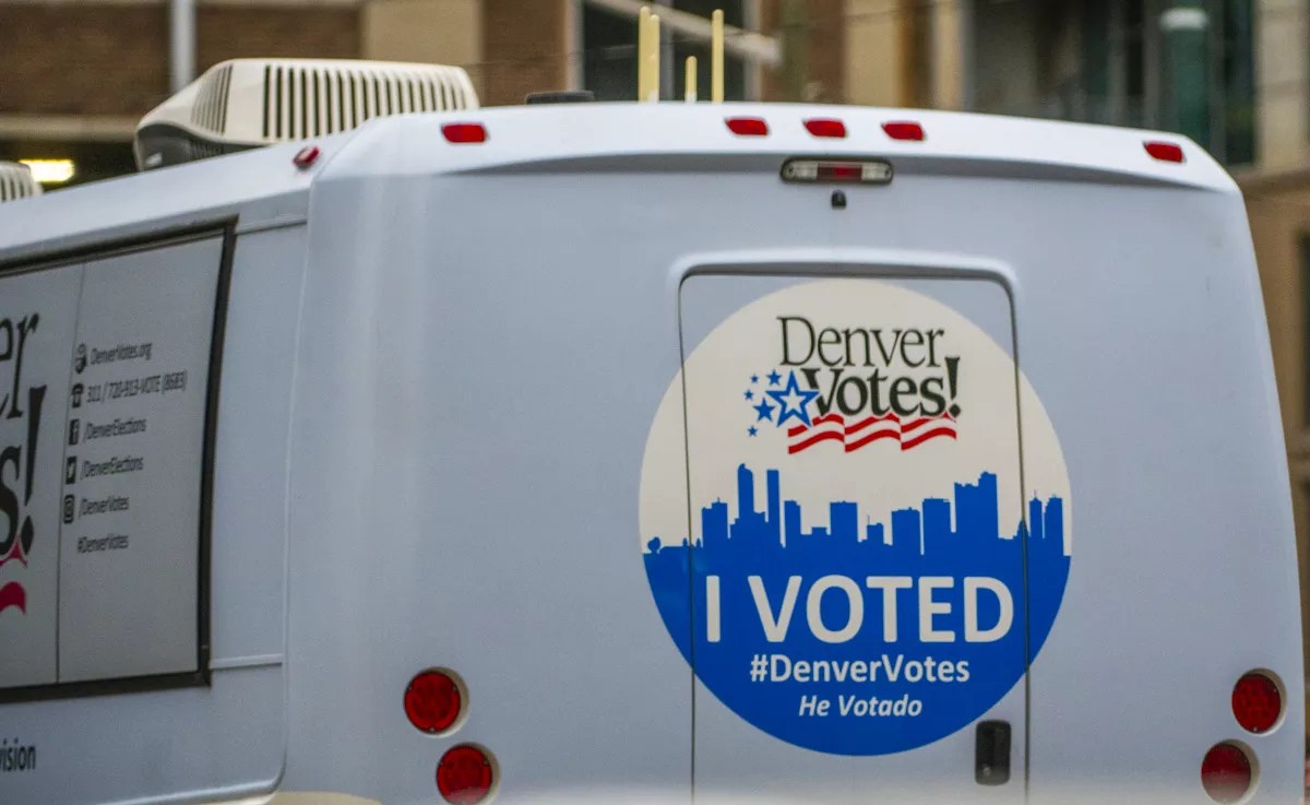 van with I voted sticker