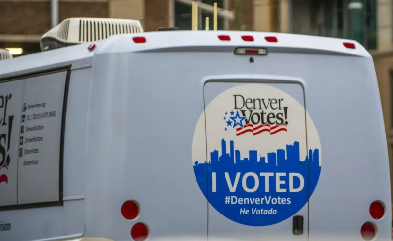 van with I voted sticker