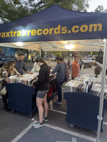 Vinyl fans shopping at Wax Trax Records