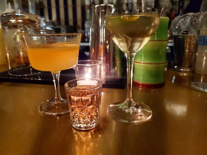 various cocktails on a bar