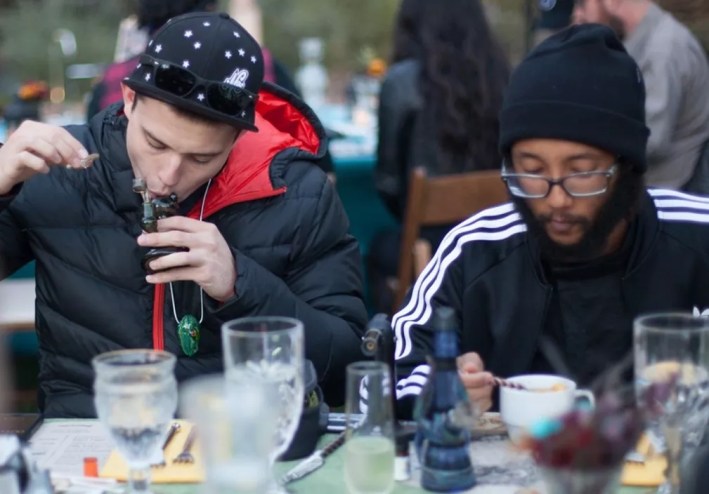 Man takes dab at dinner table