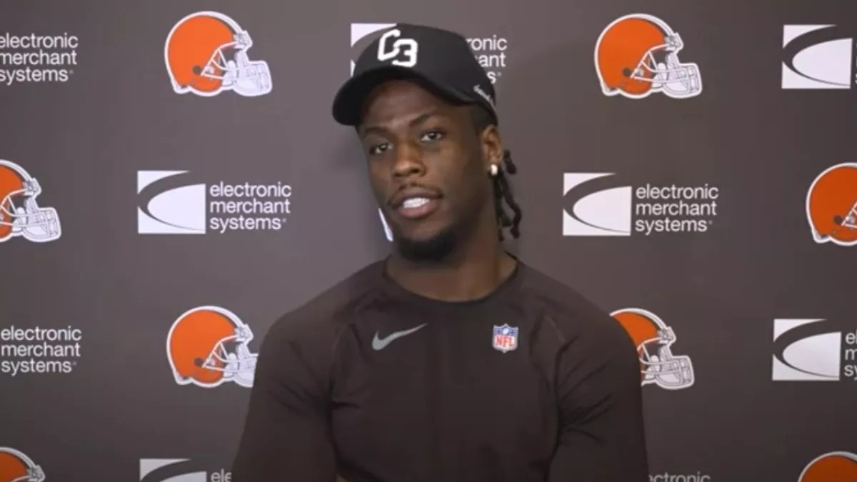 NFL player during press conference