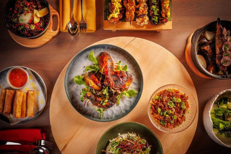 various food on plates