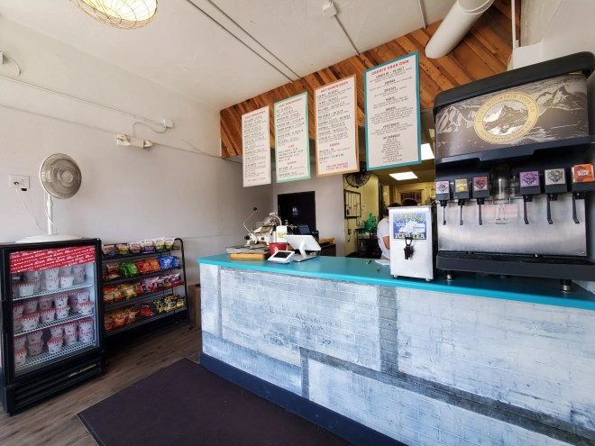 counter in a sandwich shop