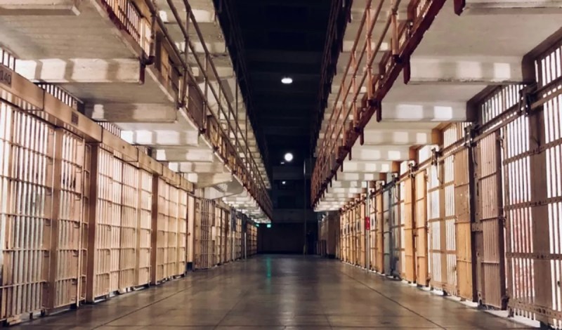 inside of prison with cells