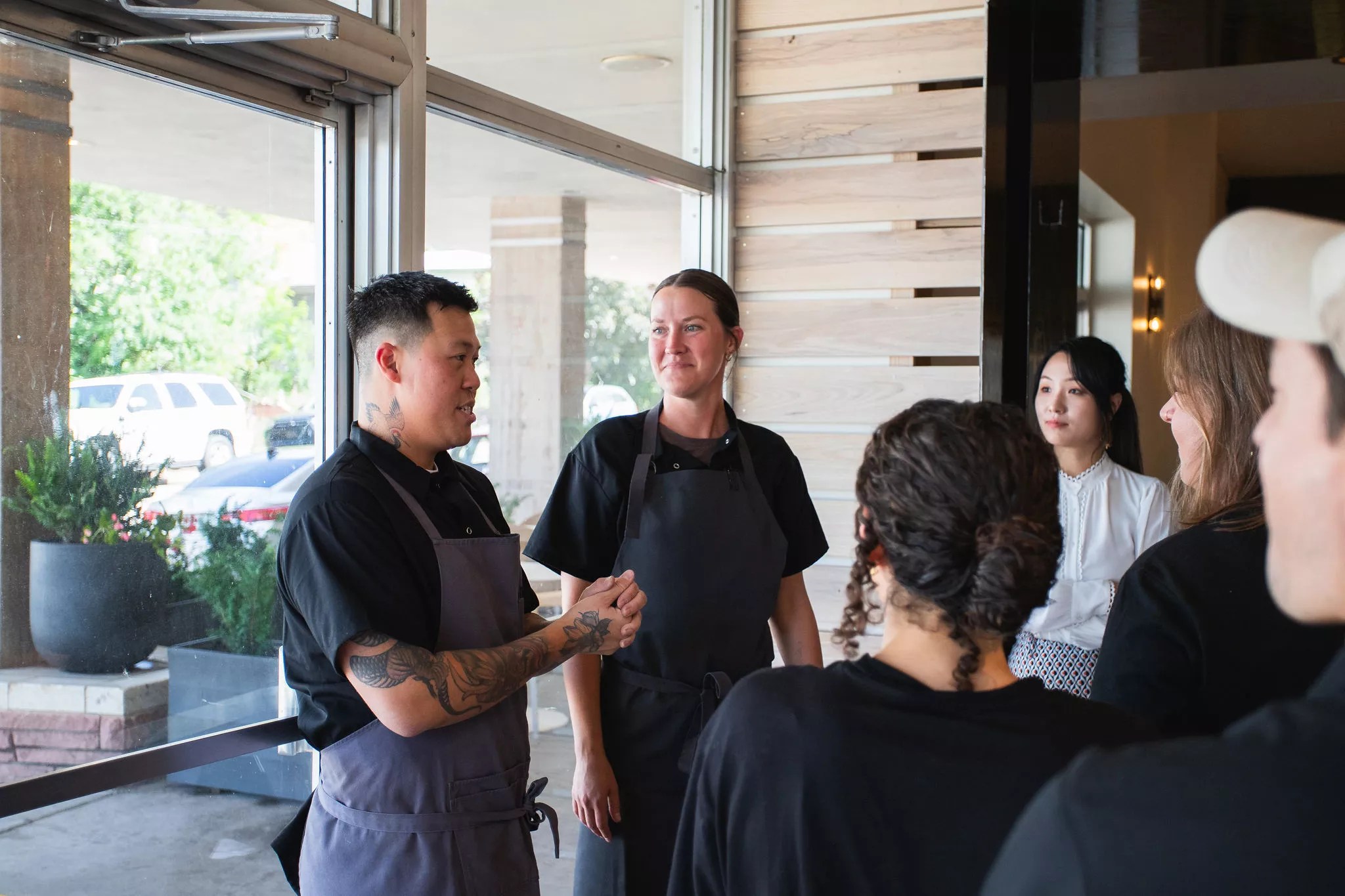 group of people talking