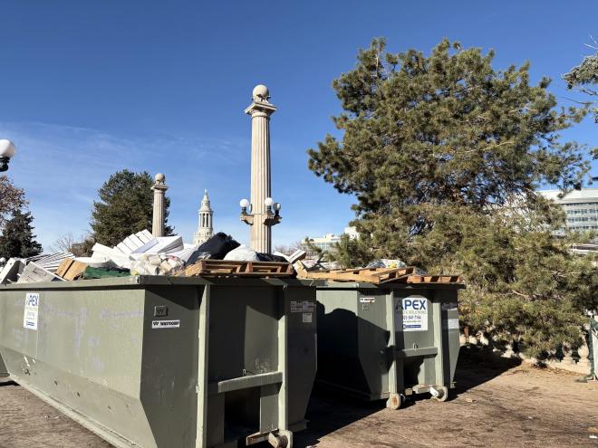 trash bins in park
