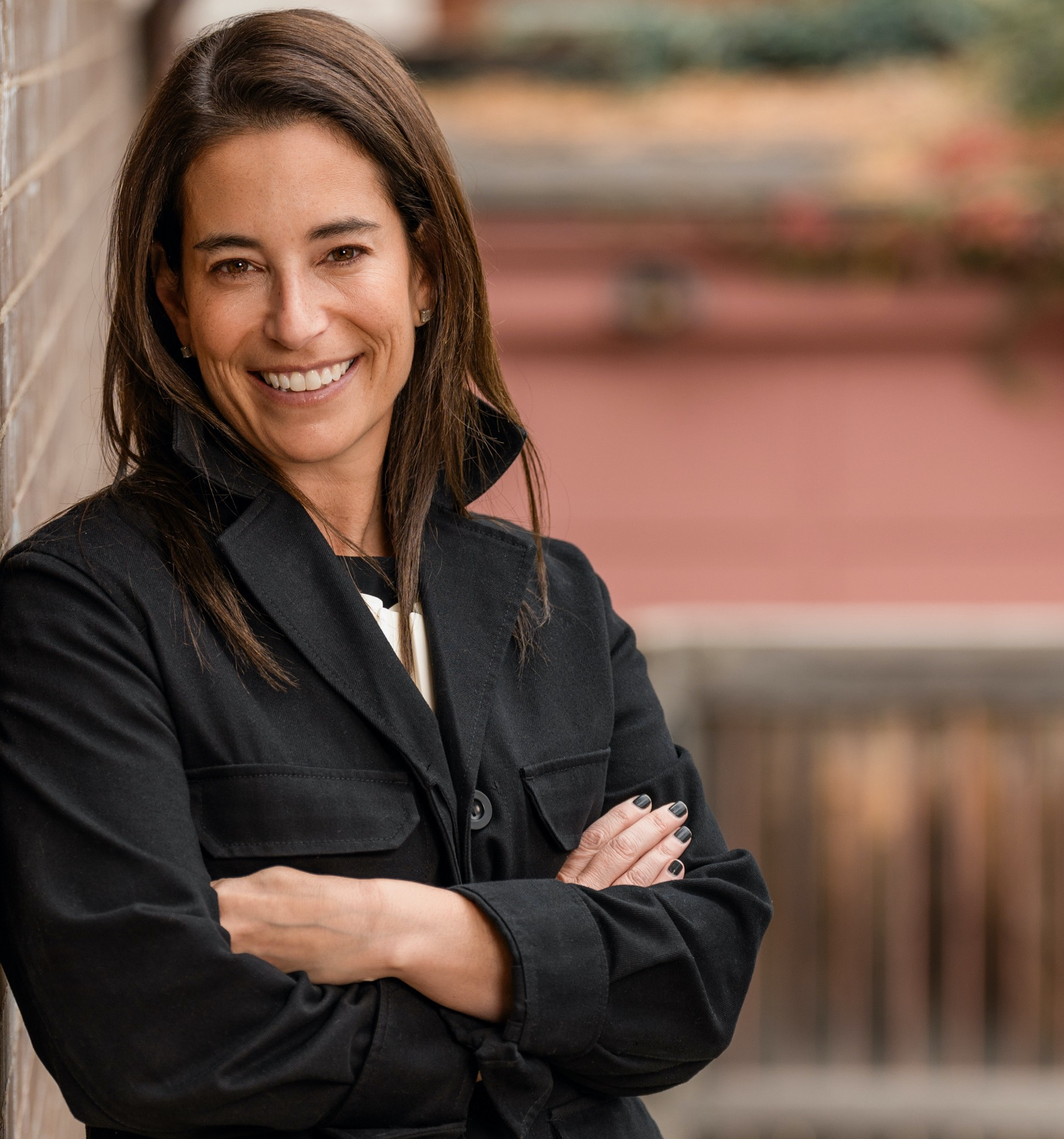 woman in black jacket.
