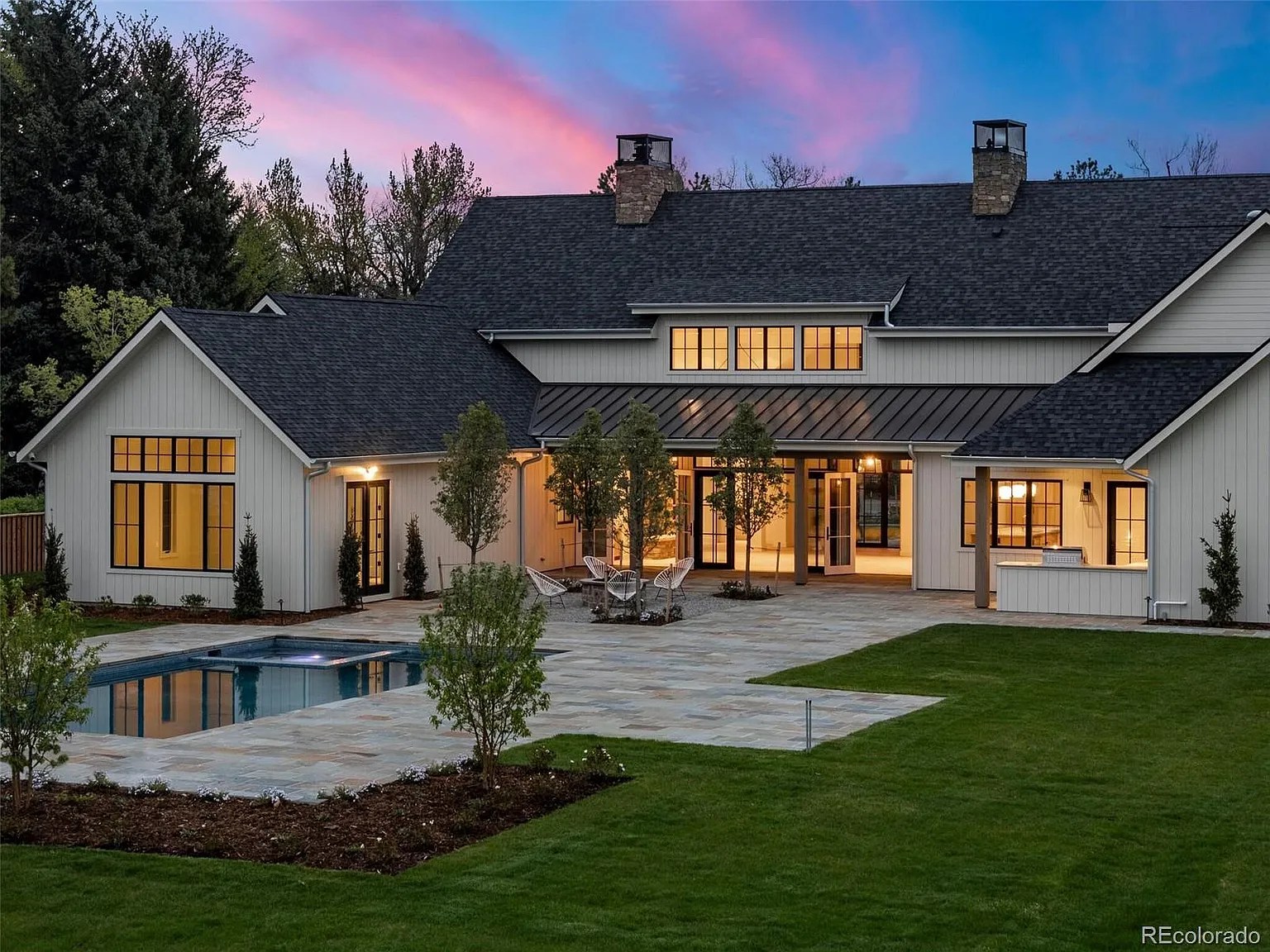 Cherry Hills mansion at night