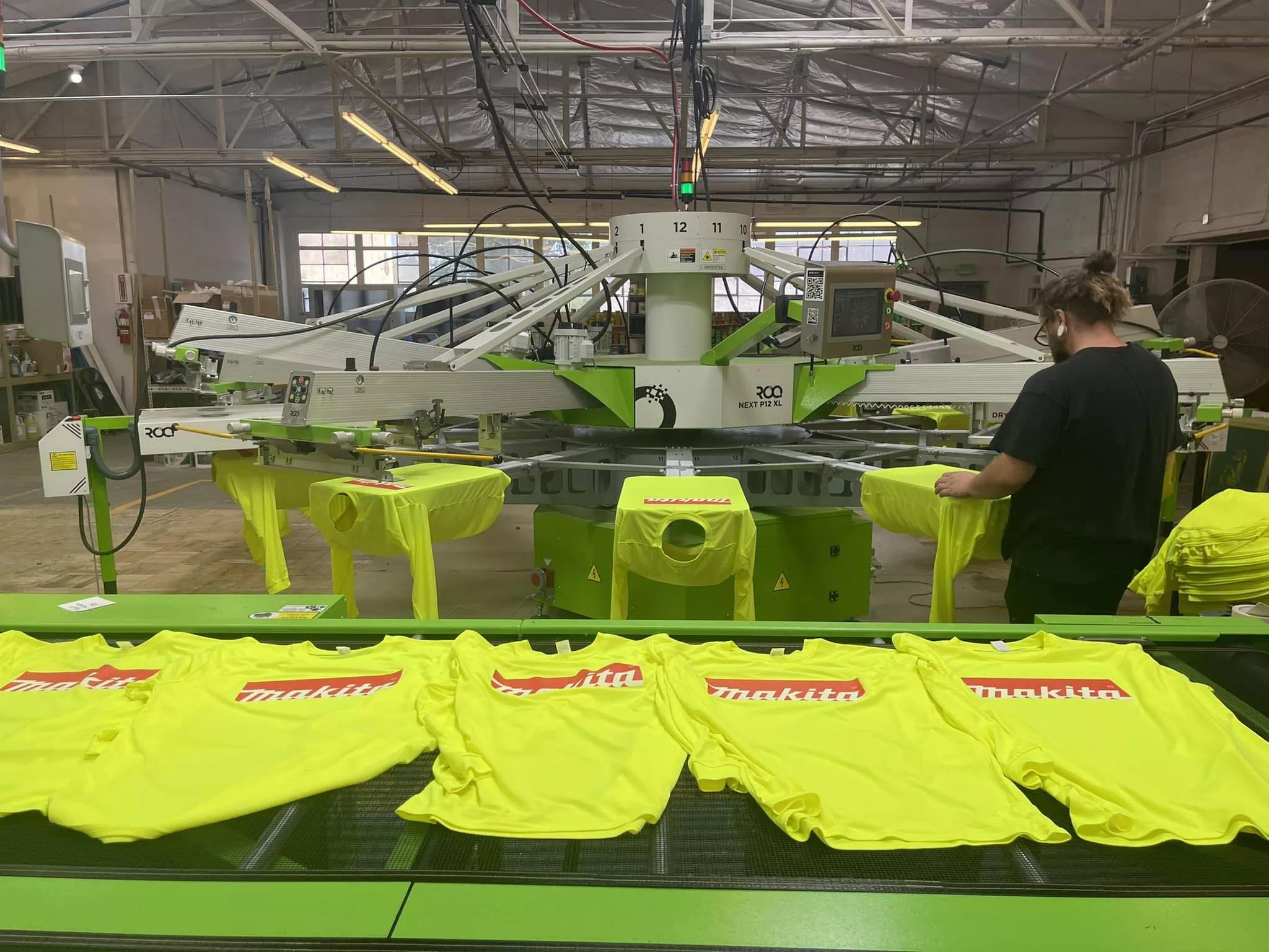 A worker in a print production shop.