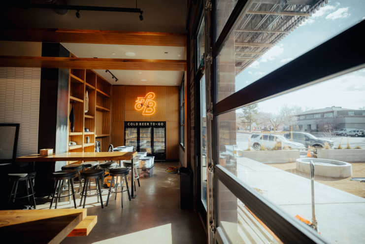 Garage door area of a brewery.