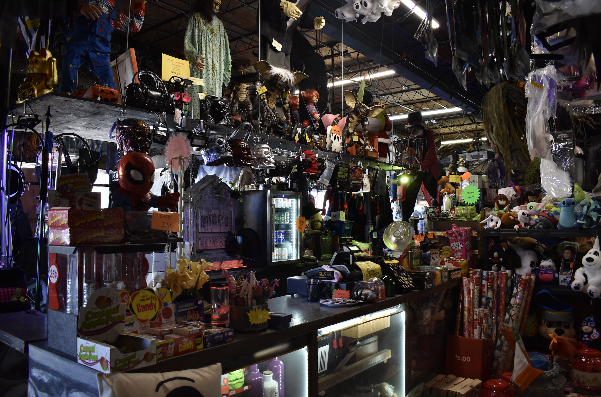 A dark store with lots of goods