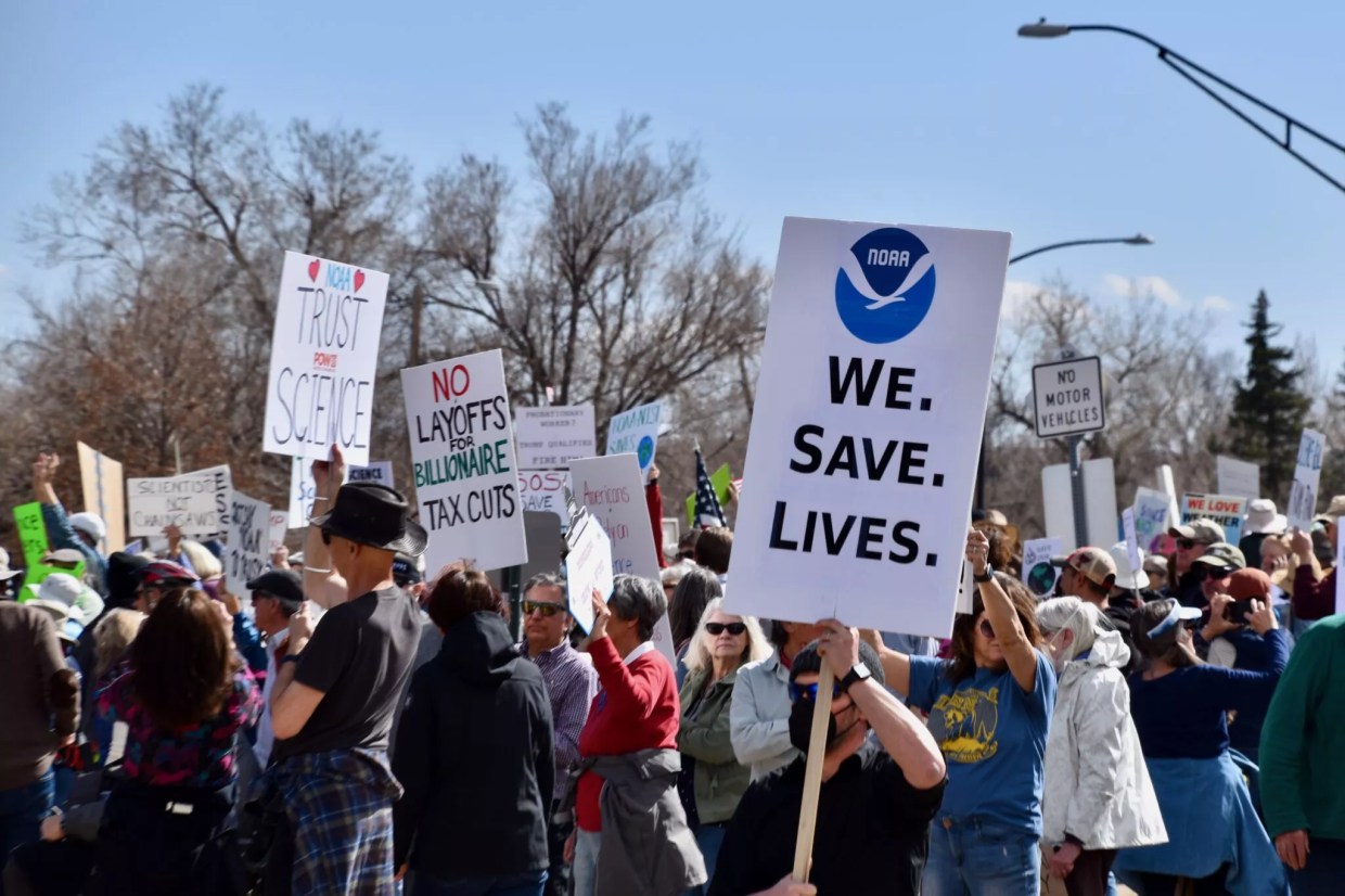 Protesters outside of NOAA in Boulder