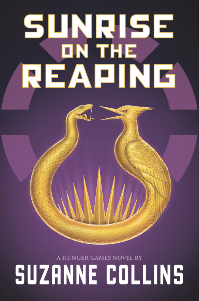 A purple book cover with a snake and bird