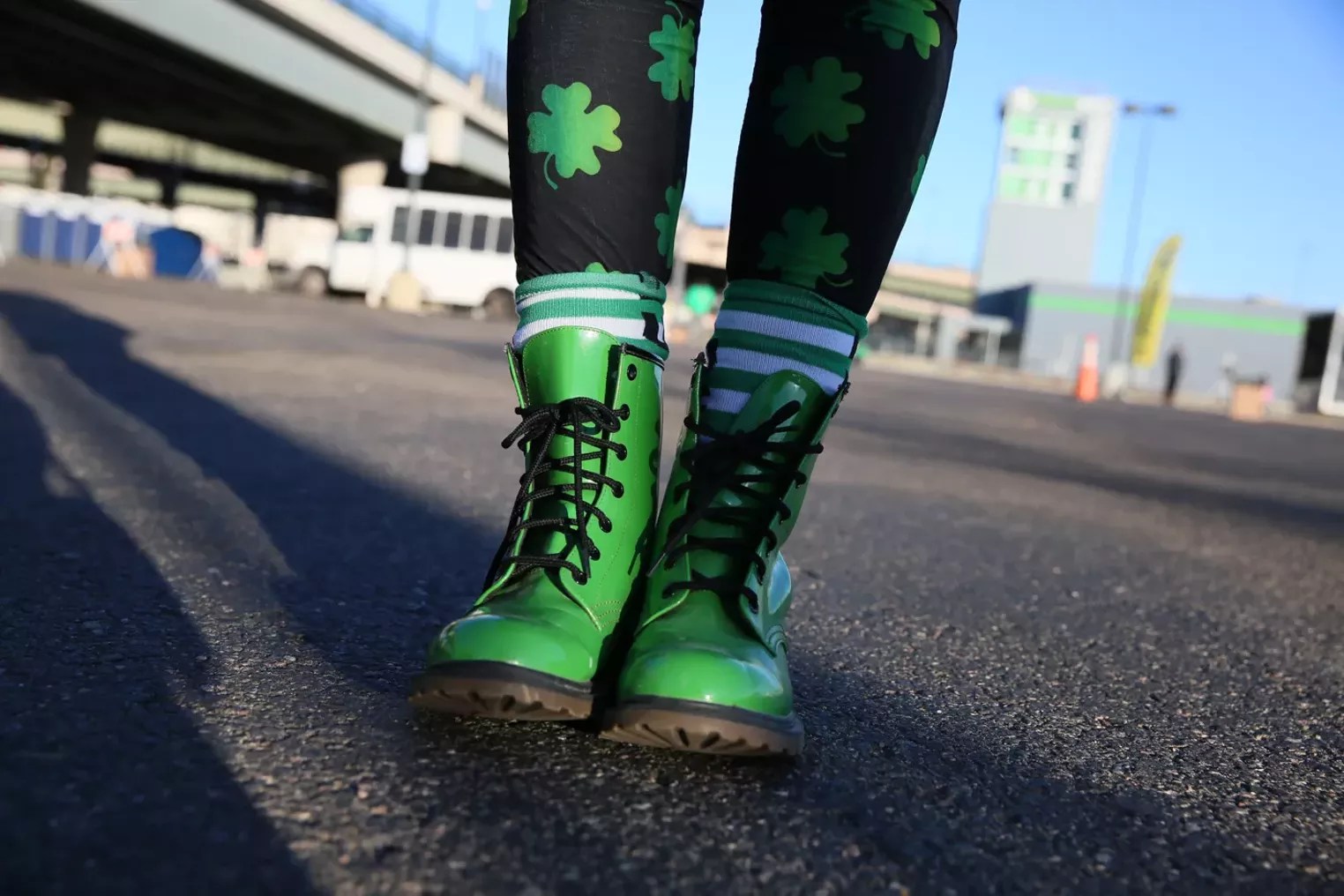 green boots and shamrock tights