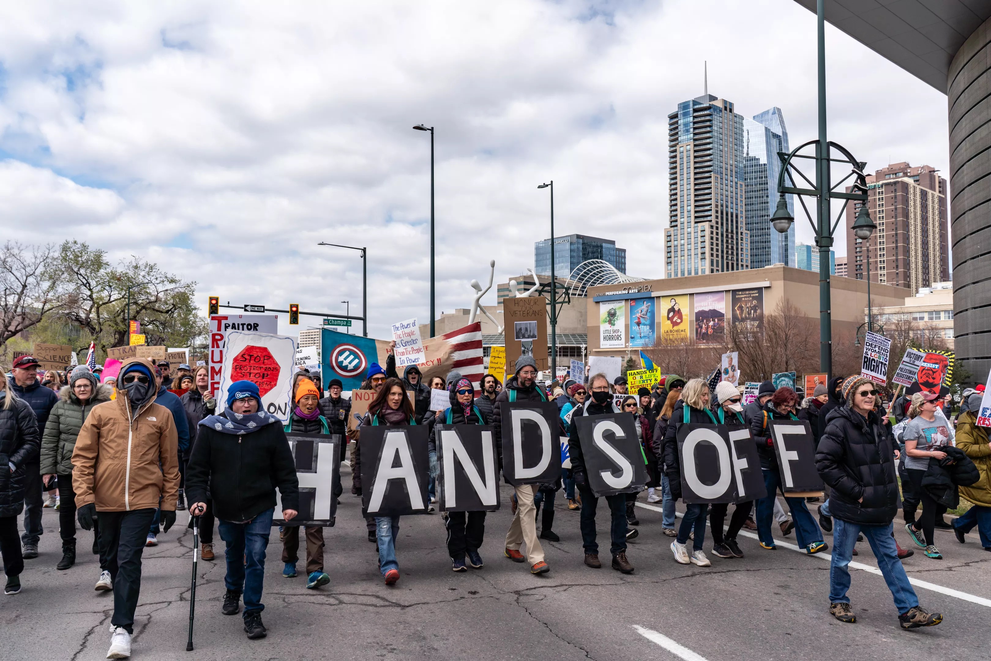 protesters in downtown denver