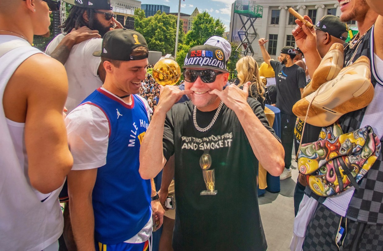 Nuggets coach Mike Malone during 2023 championship parade