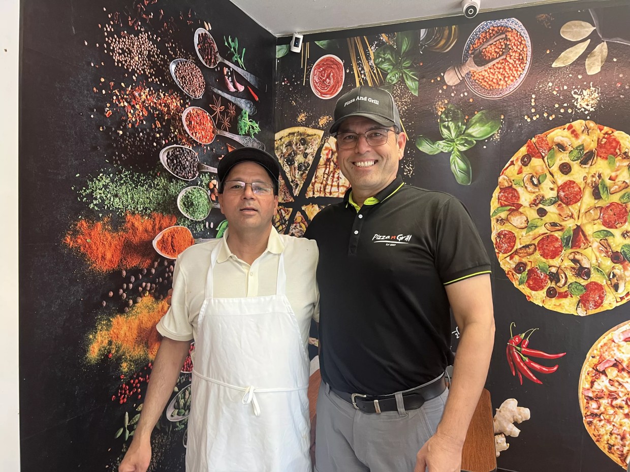 two men in restaurant