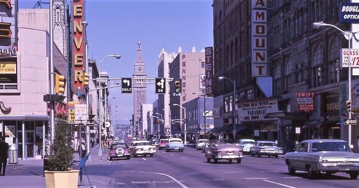 downtown street in '60s.