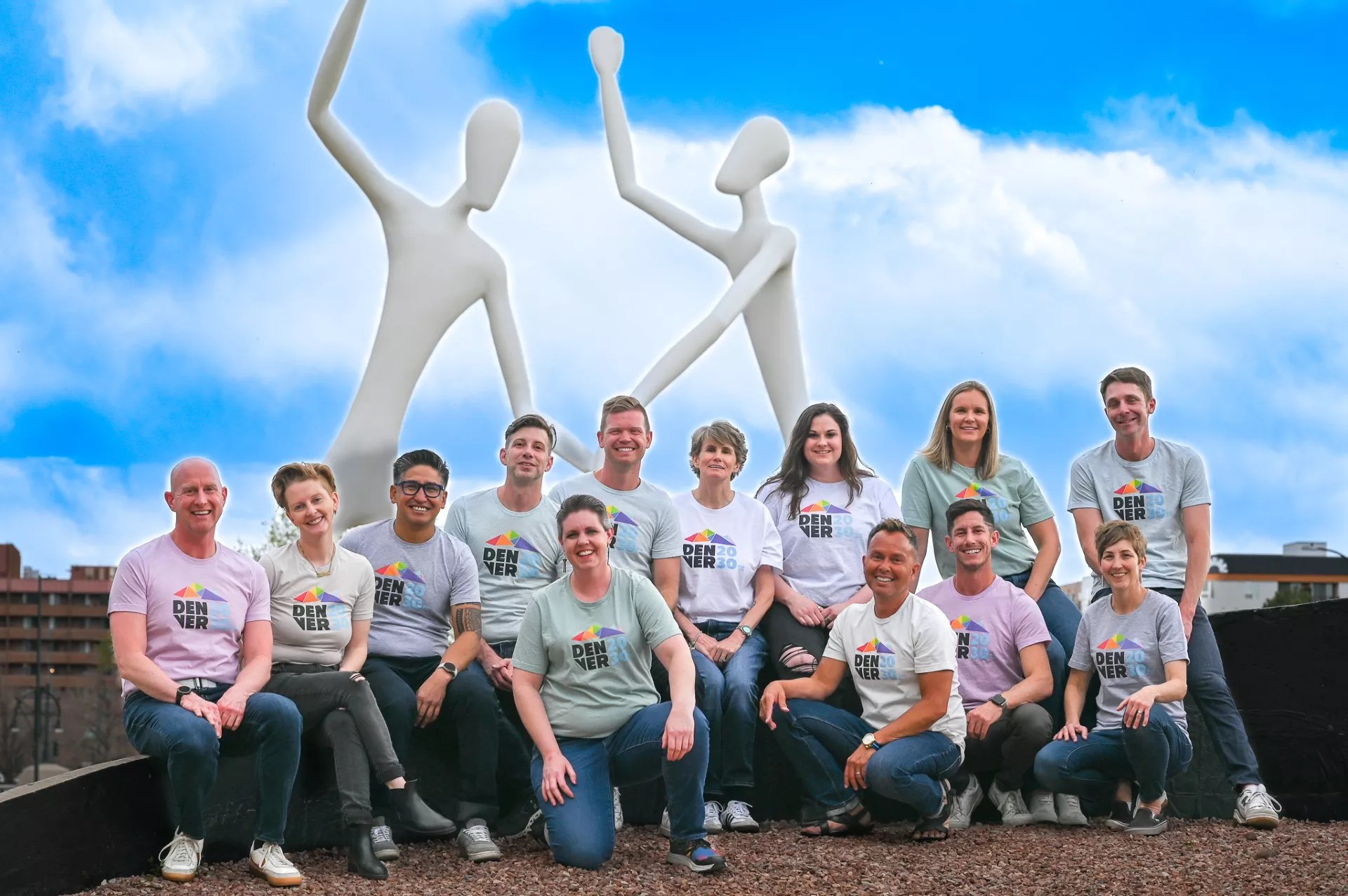 People pose for a photo