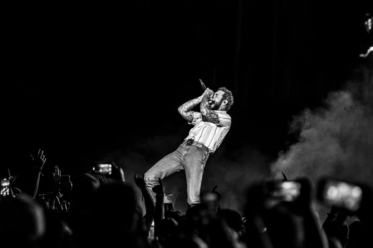 Post Malone on stage at Empower Field at Mile High for The Big ASS Stadium Tour.