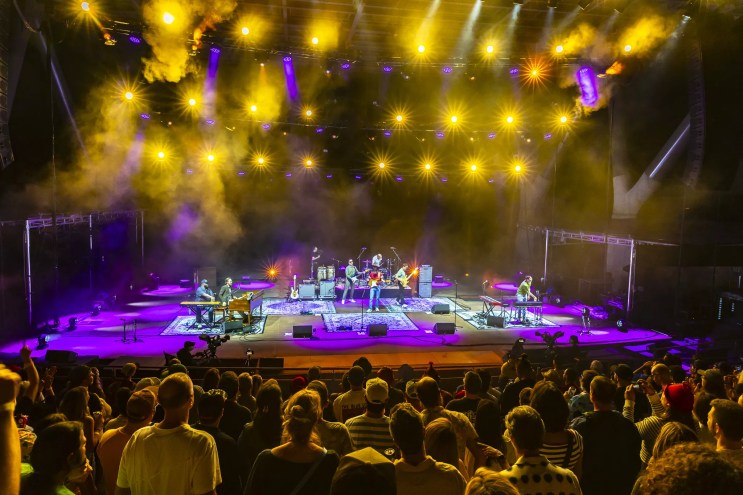 Vulfpeck on stage at Red Rocks on Saturday, July 5, 2025.