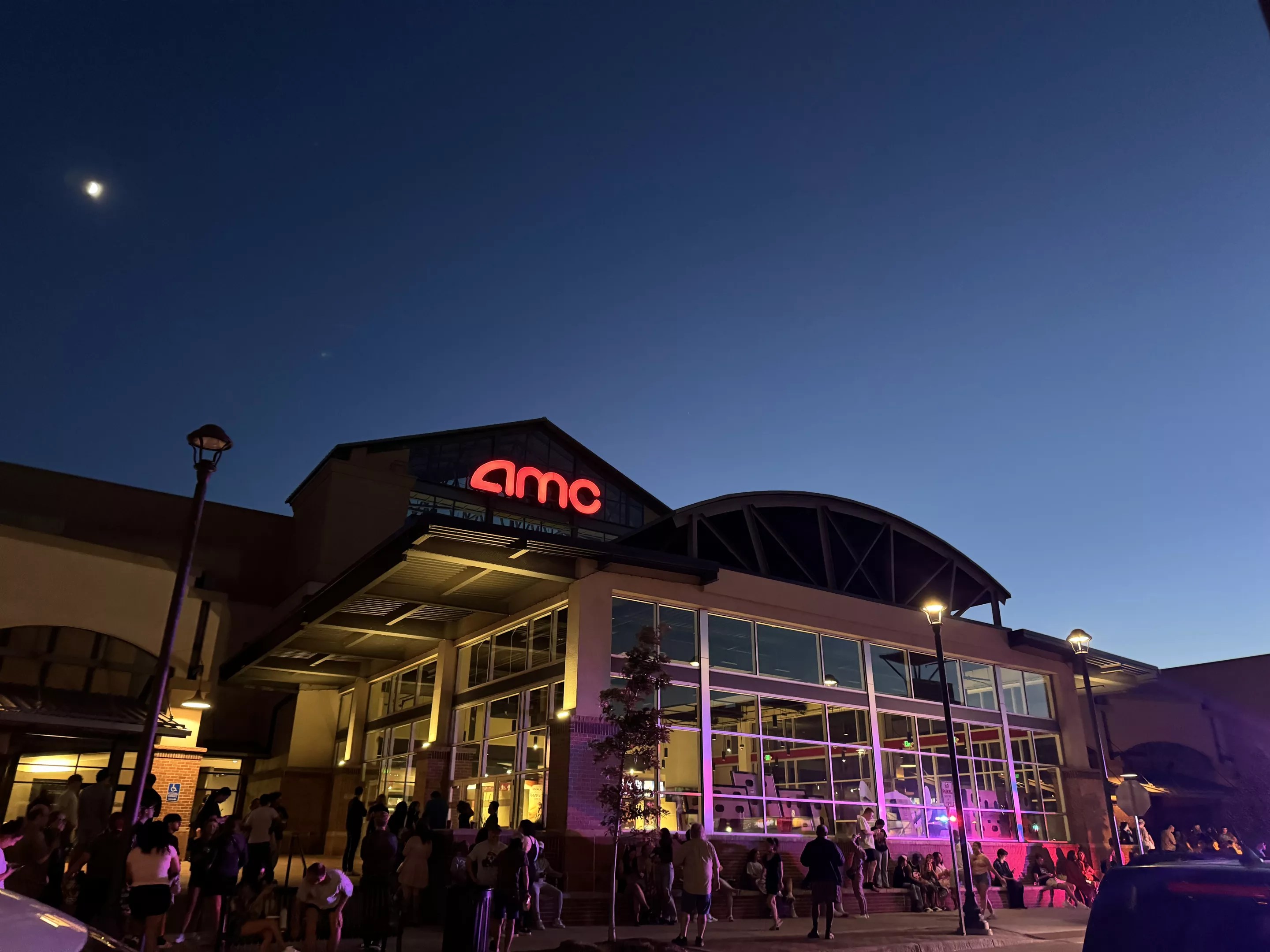 AMC movie theater at night