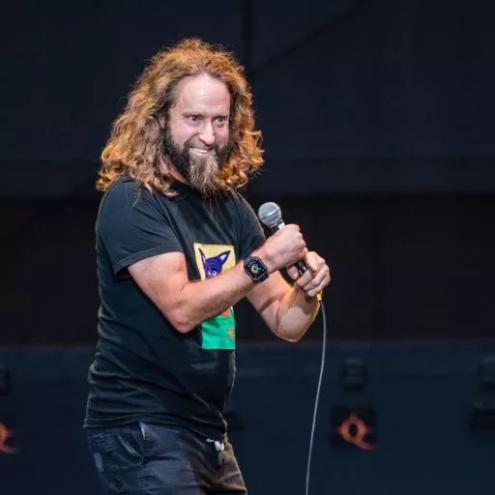 A comedian onstage.