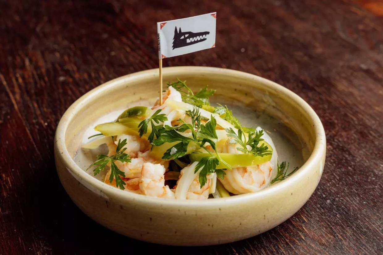 bowl of pickled shrimp