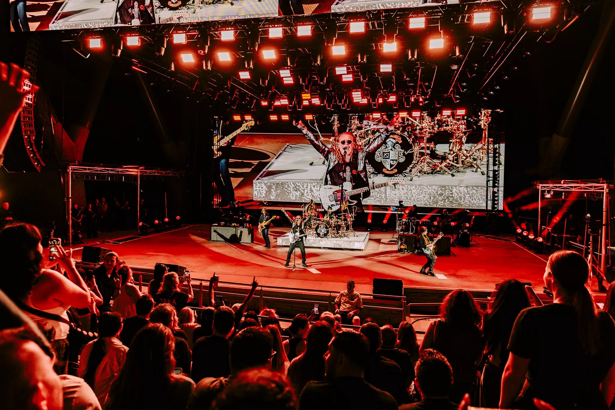 Maná on stage at Red Rocks for night one of two of their performances.