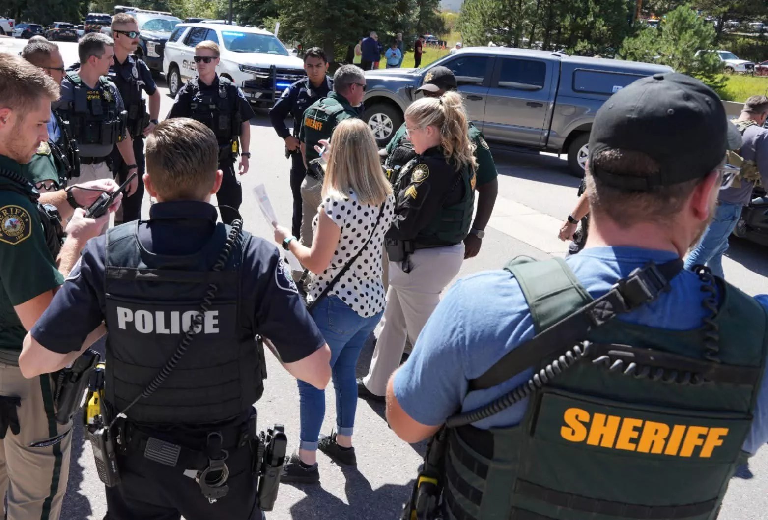 police at school shooting site.